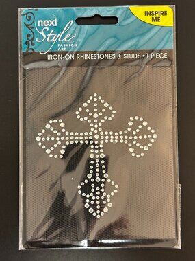 Iron-On Rhinestone Rose Patch – Studded Floral Appliqué Bling Craft New Sealed